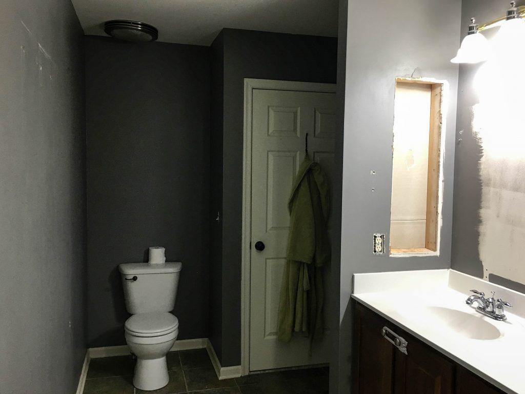 Before: Master Bathroom Recessed Cabinet Void